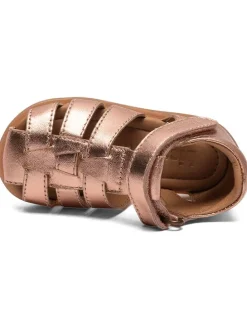 Leder-Sandalen in Rosa/ Gold