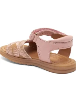 Leder-Sandalen in Rosa/ Gold