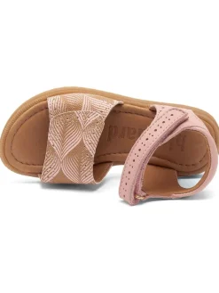 Leder-Sandalen in Rosa/ Gold
