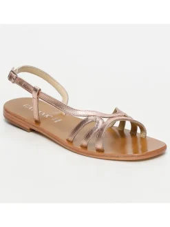 Leder-Sandalen in Rosegold