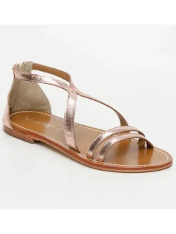Leder-Sandalen in Rosegold