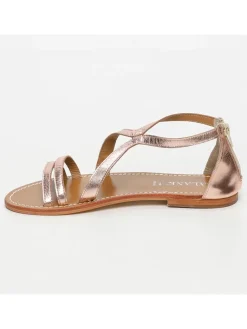 Leder-Sandalen in Rosegold