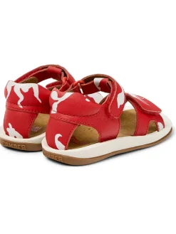 Leder-Sandalen in Rot/ Weiß