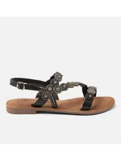 Leder-Sandalen in Schwarz