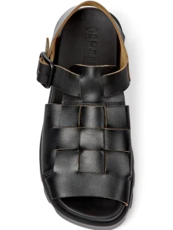 Leder-Sandalen in Schwarz