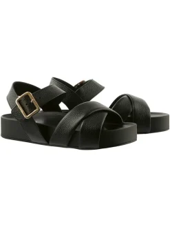 Leder-Sandalen in Schwarz
