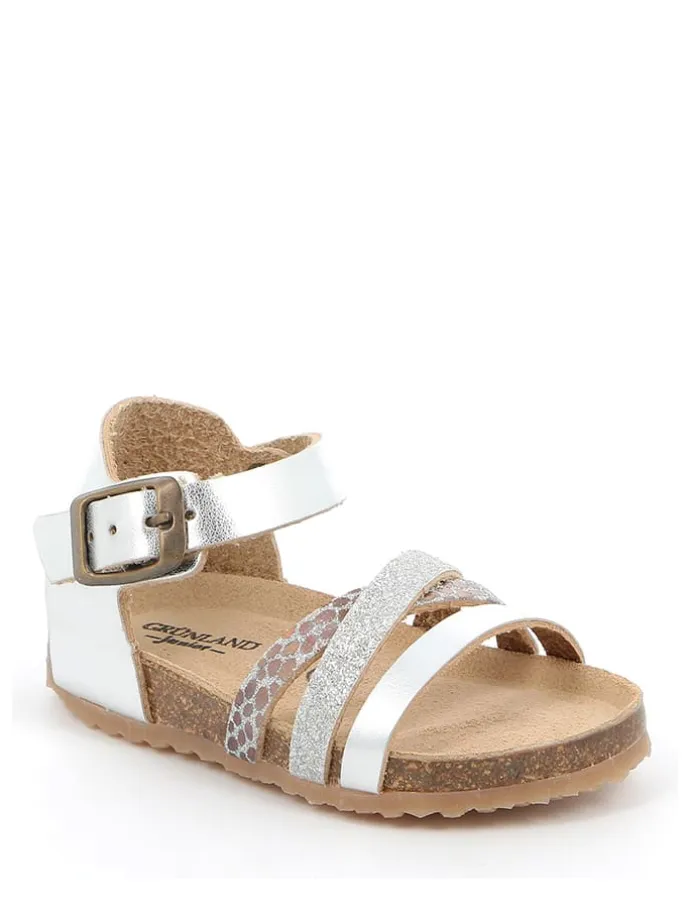 Leder-Sandalen in Silber