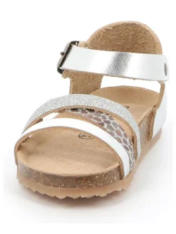 Leder-Sandalen in Silber