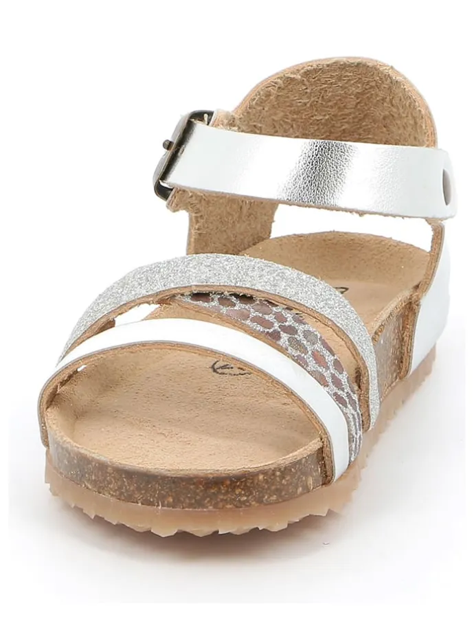 Leder-Sandalen in Silber