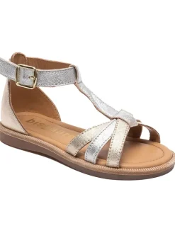 Leder-Sandalen in Silber/ Gold