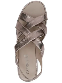 Leder-Sandalen in Taupe