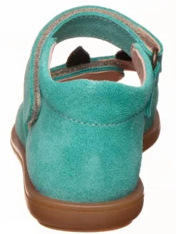 Leder-Sandalen in Türkis