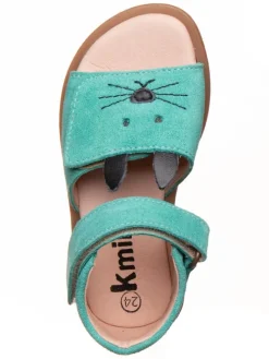 Leder-Sandalen in Türkis