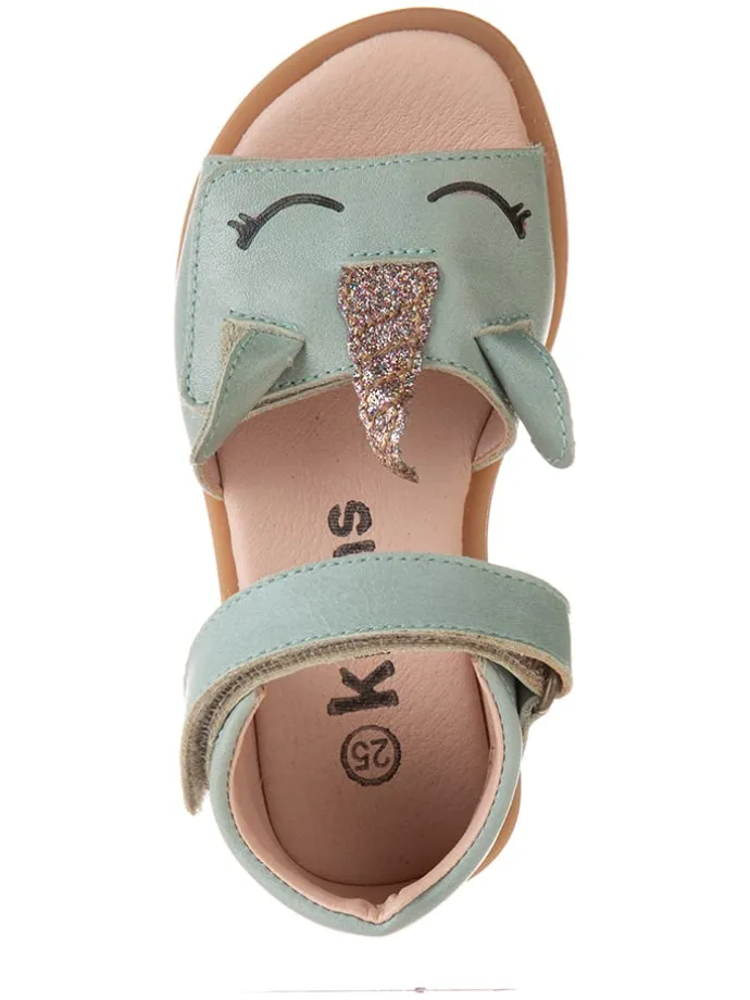 Leder-Sandalen in Türkis