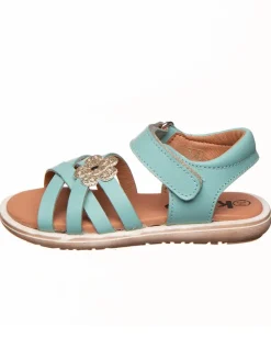 Leder-Sandalen in Türkis