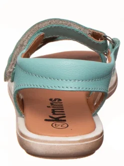 Leder-Sandalen in Türkis