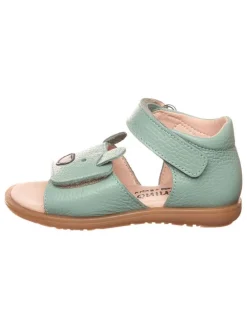 Leder-Sandalen in Türkis