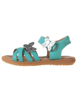 Leder-Sandalen in Türkis