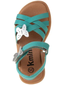 Leder-Sandalen in Türkis