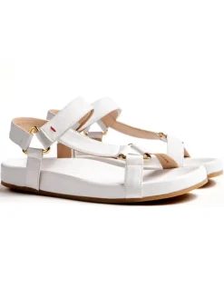 Leder-Sandalen in Weiß