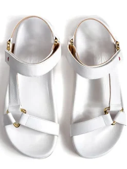 Leder-Sandalen in Weiß