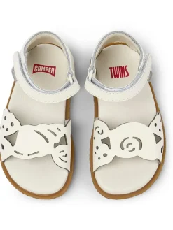 Leder-Sandalen in Weiß