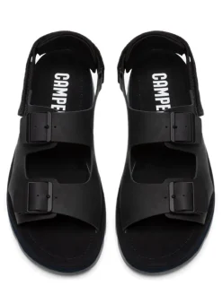 Leder-Sandalen "Oruga" in Schwarz