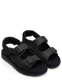 Leder-Sandalen "Oruga" in Schwarz
