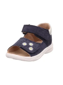 Leder-Sandalen "Polly" in Dunkelblau/ Weiß