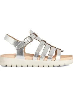 Leder-Sandalen "Soleima" in Silber