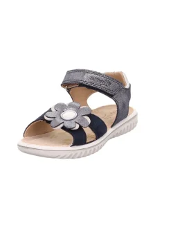 Leder-Sandalen "Sparkle" in Dunkelblau/ Weiß