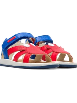 Leder-Sandalen "TWS" in Blau/ Rot