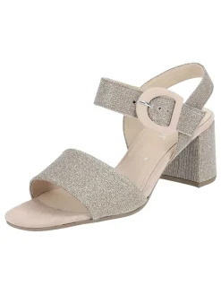 Leder-Sandaletten in Beige