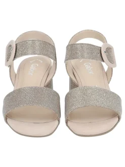 Leder-Sandaletten in Beige