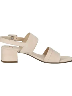 Leder-Sandaletten in Beige