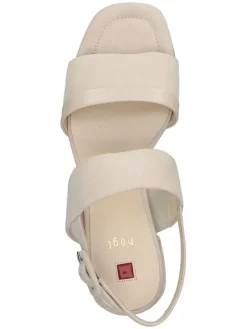 Leder-Sandaletten in Beige