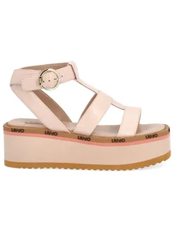 Leder-Sandaletten in Beige