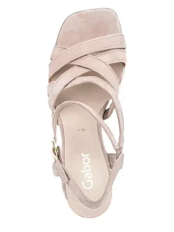 Leder-Sandaletten in Beige