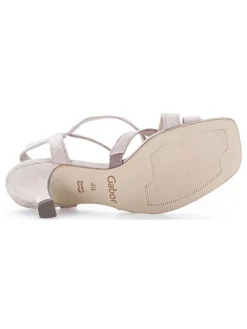 Leder-Sandaletten in Beige
