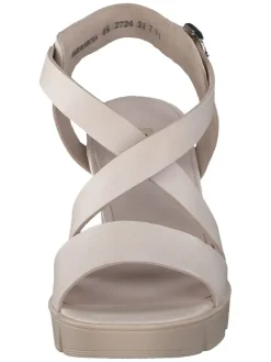 Leder-Sandaletten in Beige