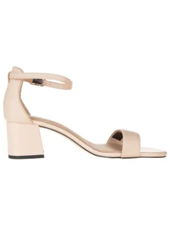 Leder-Sandaletten in Beige