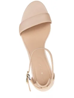 Leder-Sandaletten in Beige