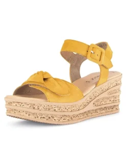 Leder-Sandaletten in Gelb