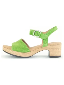 Leder-Sandaletten in Grün