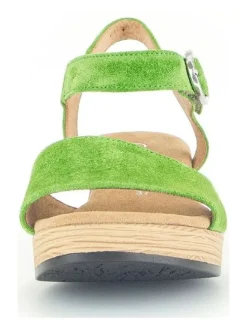 Leder-Sandaletten in Grün