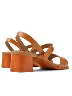 Leder-Sandaletten in Hellbraun