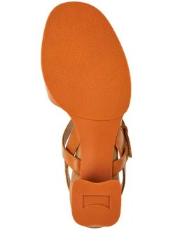 Leder-Sandaletten in Hellbraun