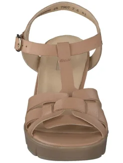 Leder-Sandaletten in Hellbraun