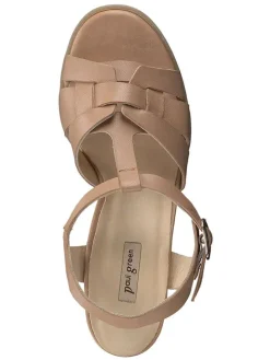 Leder-Sandaletten in Hellbraun