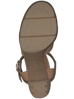 Leder-Sandaletten in Hellbraun